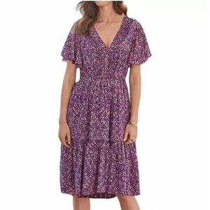 Sundance Mulberry Crepe Boho Dress Size 2XL XXL Flutter Sleeve Floral NEW W TAGS